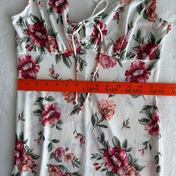 NWT Ambiance Floral White Babydoll Slip Dress Large Strappy Y2K Coquette Girl - Picture 10 of 11